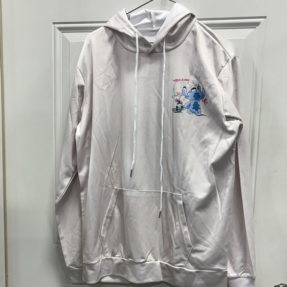 Tops - White Hoodie with Blue Cartoon Graphic
